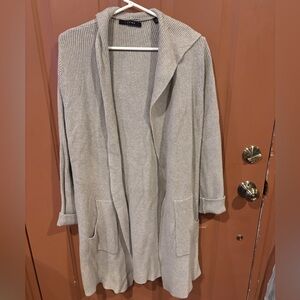 Cyrus Gray Open-Front Hooded Sweater
